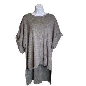 ELK Womens Gray Eura Poncho Asymmetric Hem Sweater One Size Lagenlook Artsy Boho